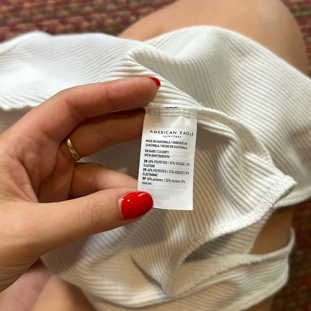 AMERICAN EAGLE WHITE RIBBED TANK BODYSUIT ONE PIECE - Image 2