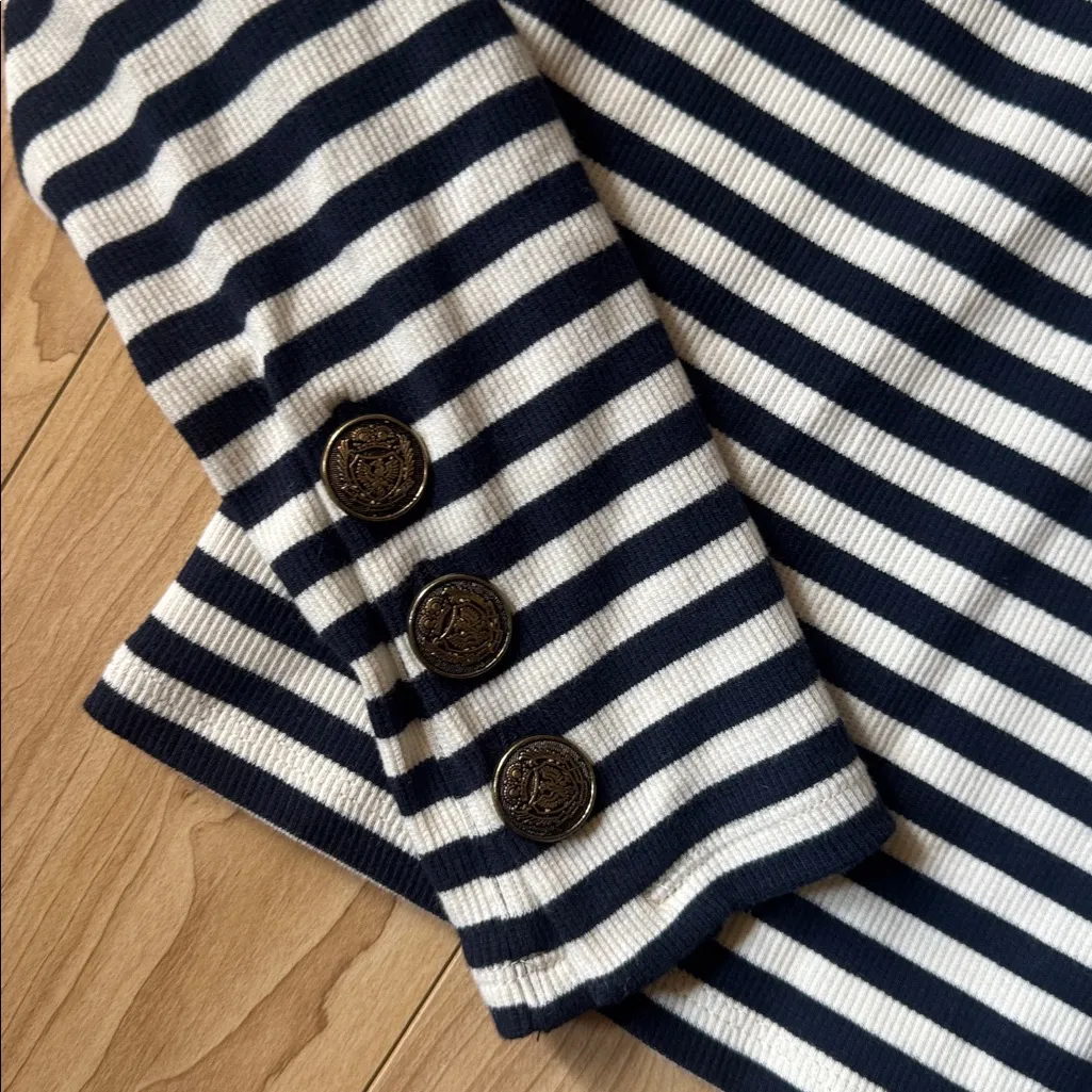 Massimo Dutti Navy and White Striped Top - Image 2