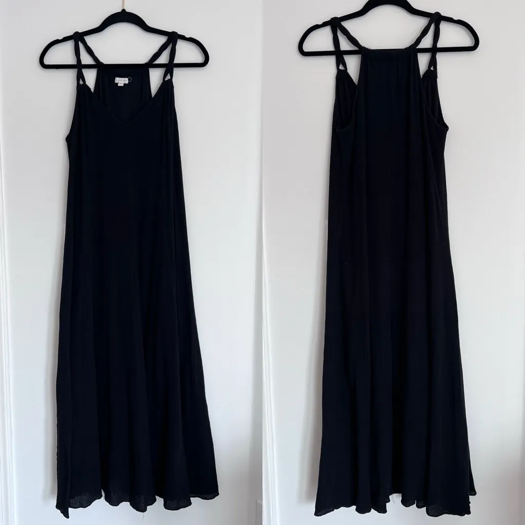 Garnet hill gauze‎ cotton swim cover long dress black - Image 3