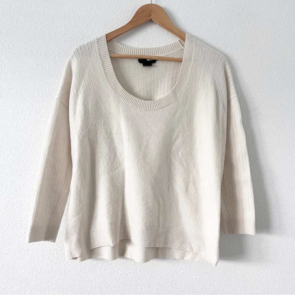 Hatch Cashmere Blend Knit Ivory Sweater Tan Size M - Image 2
