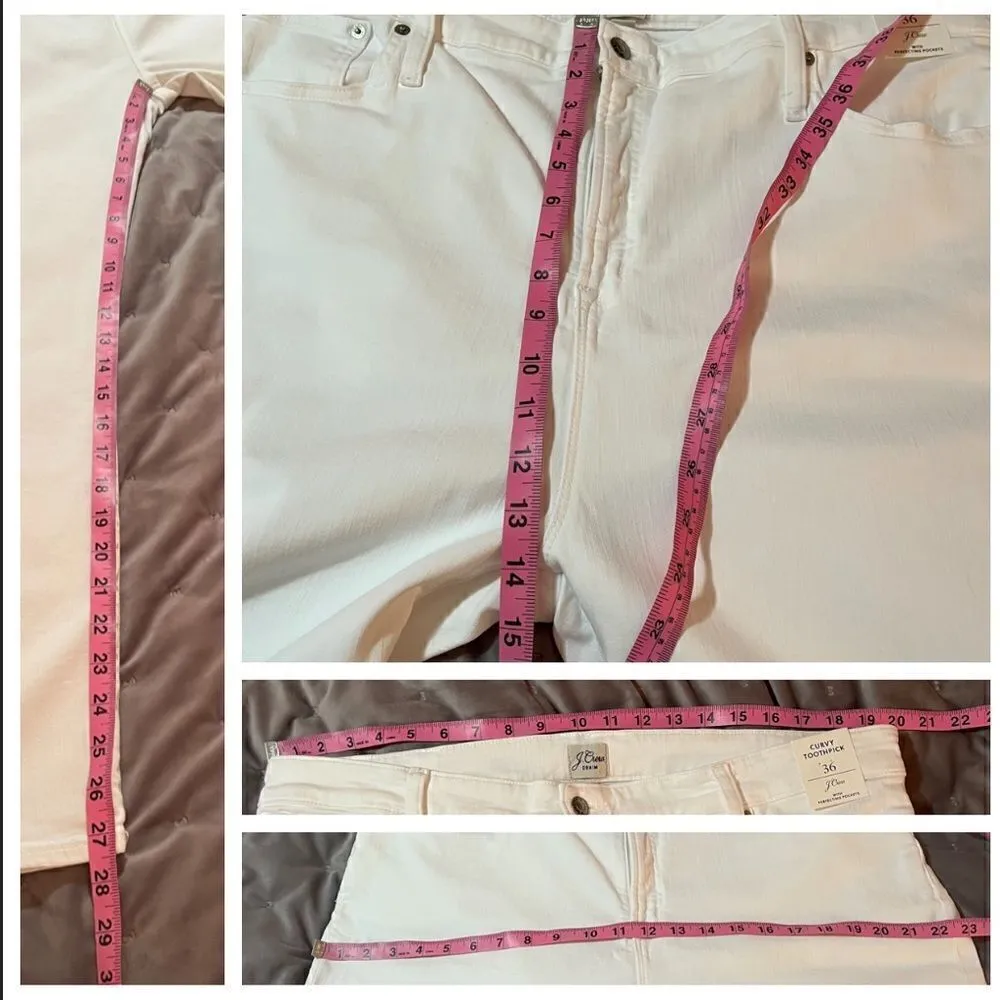 JCREW Curvy Toothpick White Jeans Skinny High Rise  36 (Size 22) - Image 13