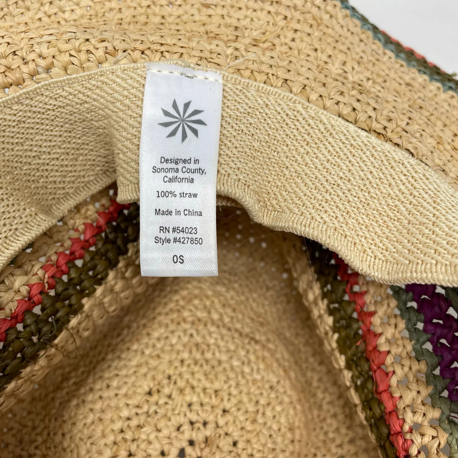 Athleta Baja Straw Cowgirl Hat Coastal Beach Stripe Western Boho Women One Size - Image 9