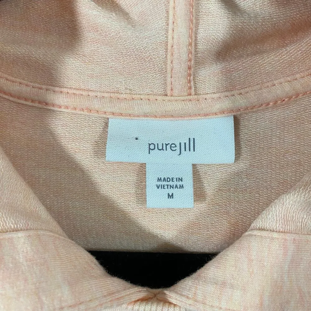 Pure Jill Women Pink Space Dyed Pima Cotton Pullover Hoodie Size M Size M - Image 4