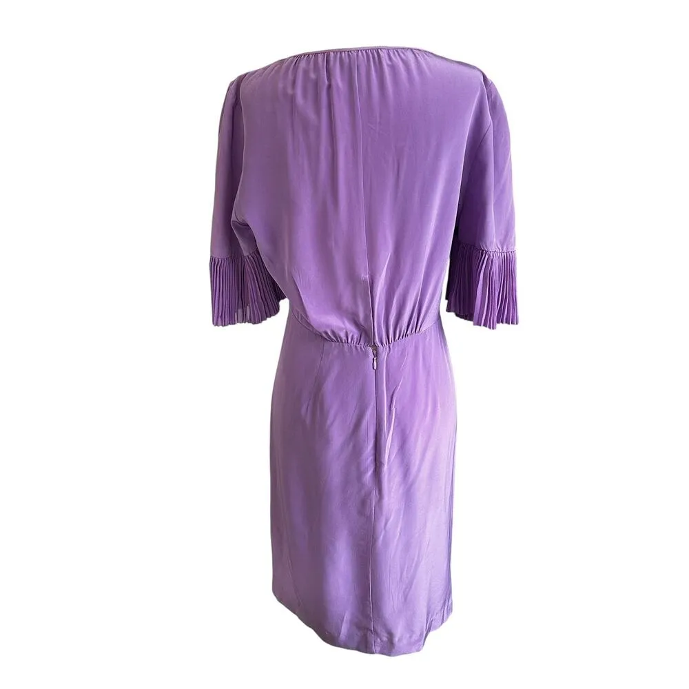 BCBG Maxazria Purple Unlined Silk Cocktail Straight Dress Women's Size 4 | 11 - Image 2