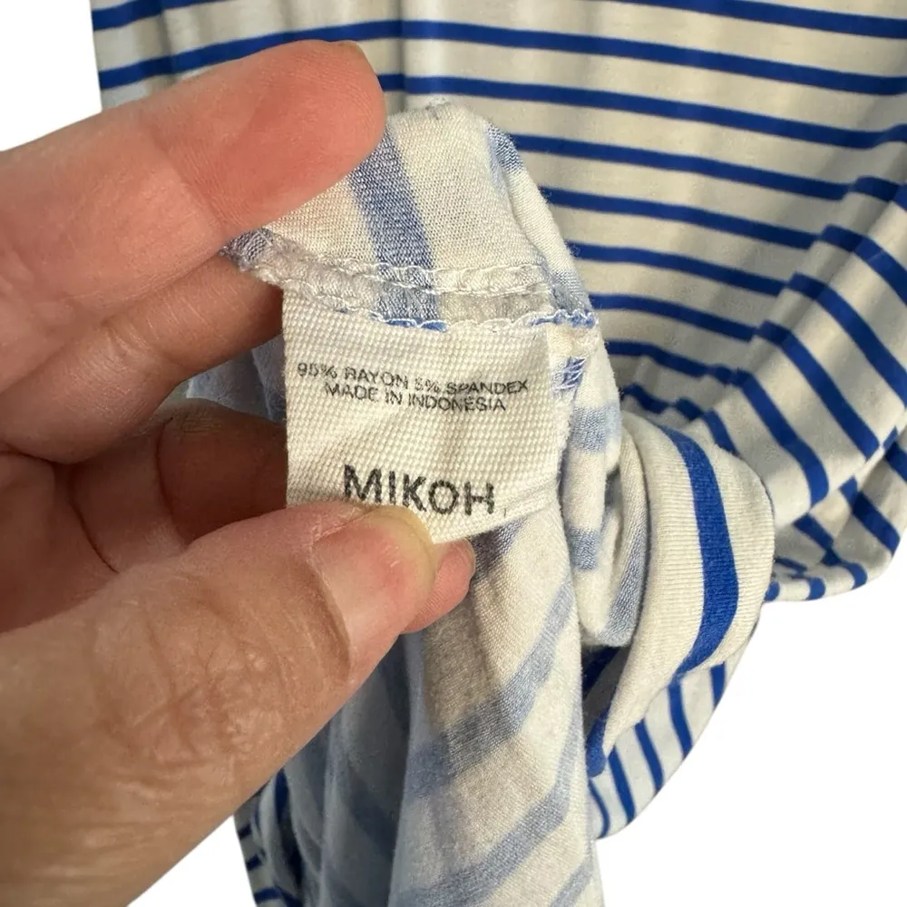 Mikoh Okinawa Marine Stripe Fiji Blue and White Drape Back Tunic Dress - Image 6