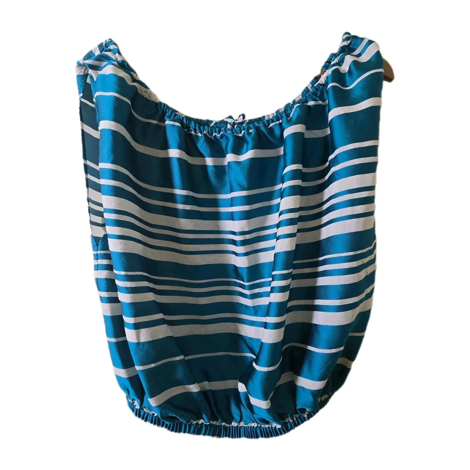 Trina Turk‎ Blouse Women's S Small Blue White Striped Sleeveless Boat Neck Top - Image 2