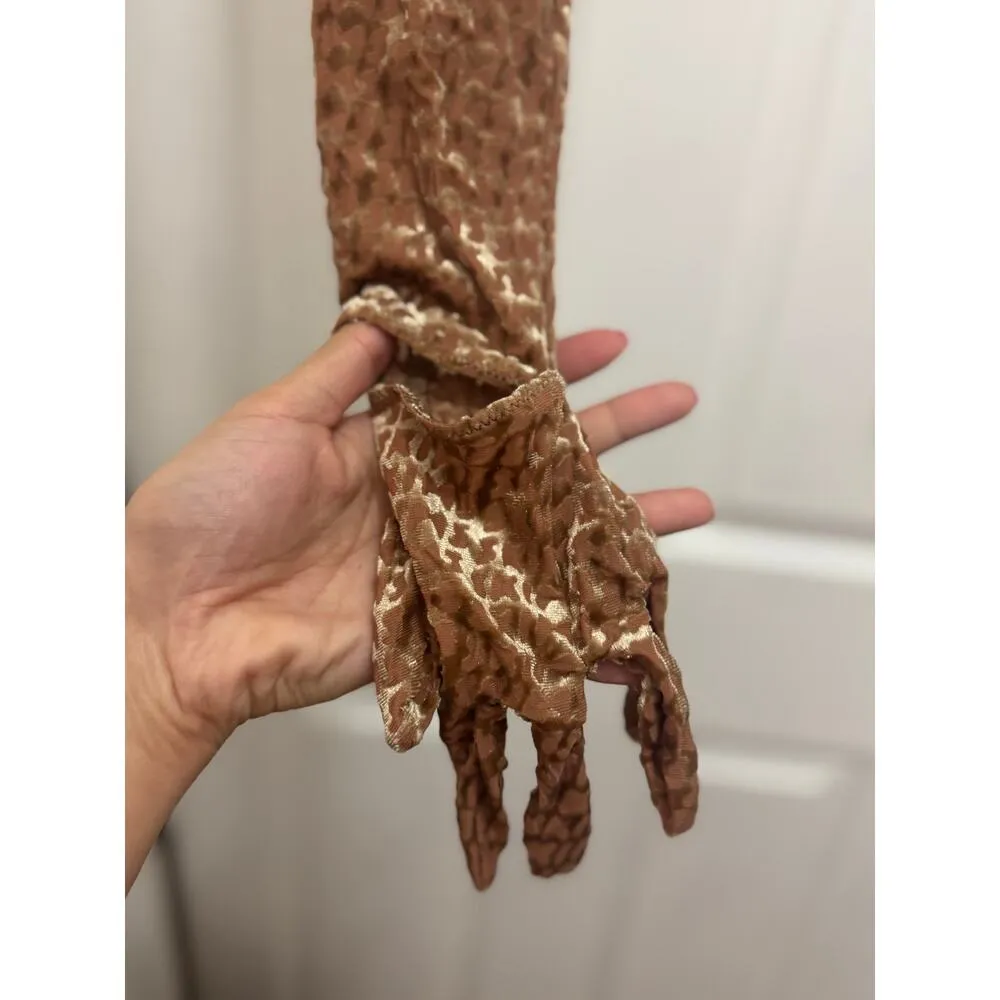 SKIMS Size 4X Velvet Burnout Logo Glove Crop Top Copper BR-TOP-0935 NWT - Image 5