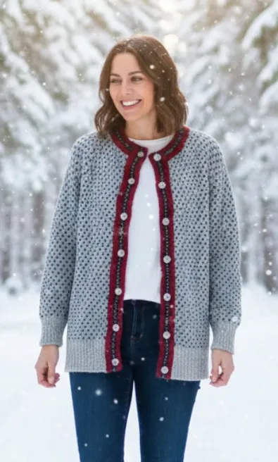 Vintage LL Bean Women's wool Birdseye button up cardigan sweater, USA EUC Brown Size L - Image 2