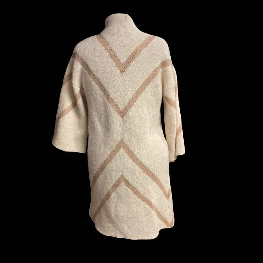 STEVE MADDEN Women’s Long Cardigan Sweater Shrug Size OSFM‎ Cream & Tan - Image 6