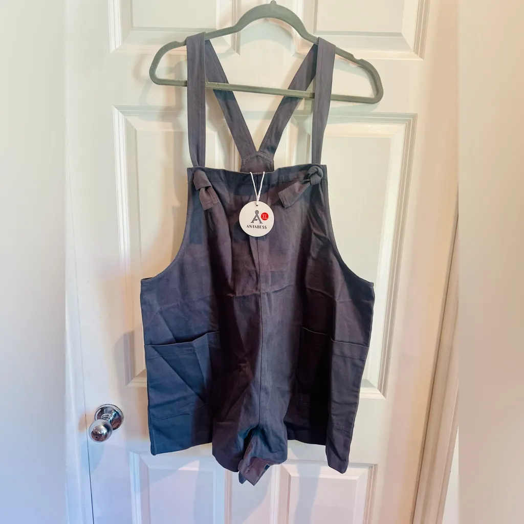 Chic DARK GRAY Women's Overalls with Tie Bib Front and Pockets Size XL - Image 4