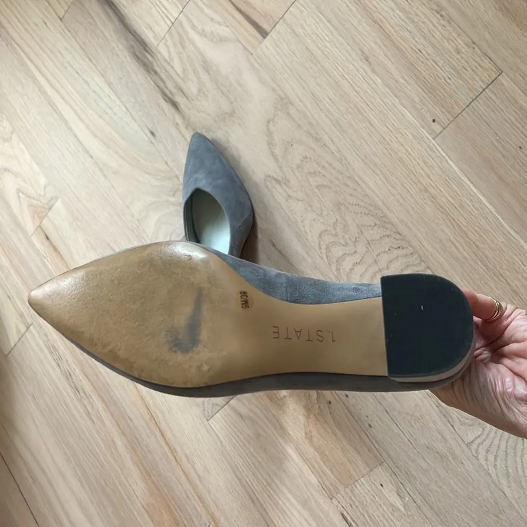 1. State block heel pumps. Size 9. Gray suede. 3in heel - Image 3