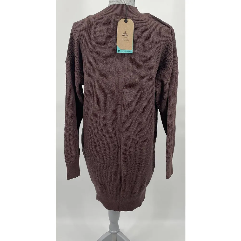 NWT prAna Milani Henley Sweater Knit Dress Clove Size Small Organic Cotton - Image 3