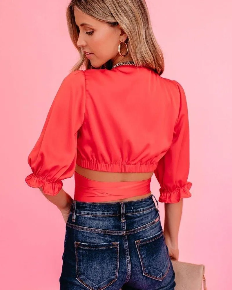SOOTHE MY SOUL SATIN WRAP CROP TOP - Image 6
