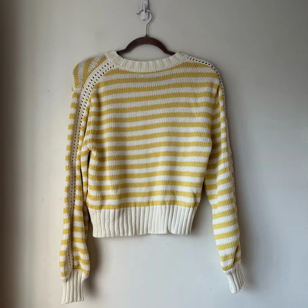 Michael Stars Merle Lemonade Yellow White Striped Crew Neck Sweater XS - Image 9