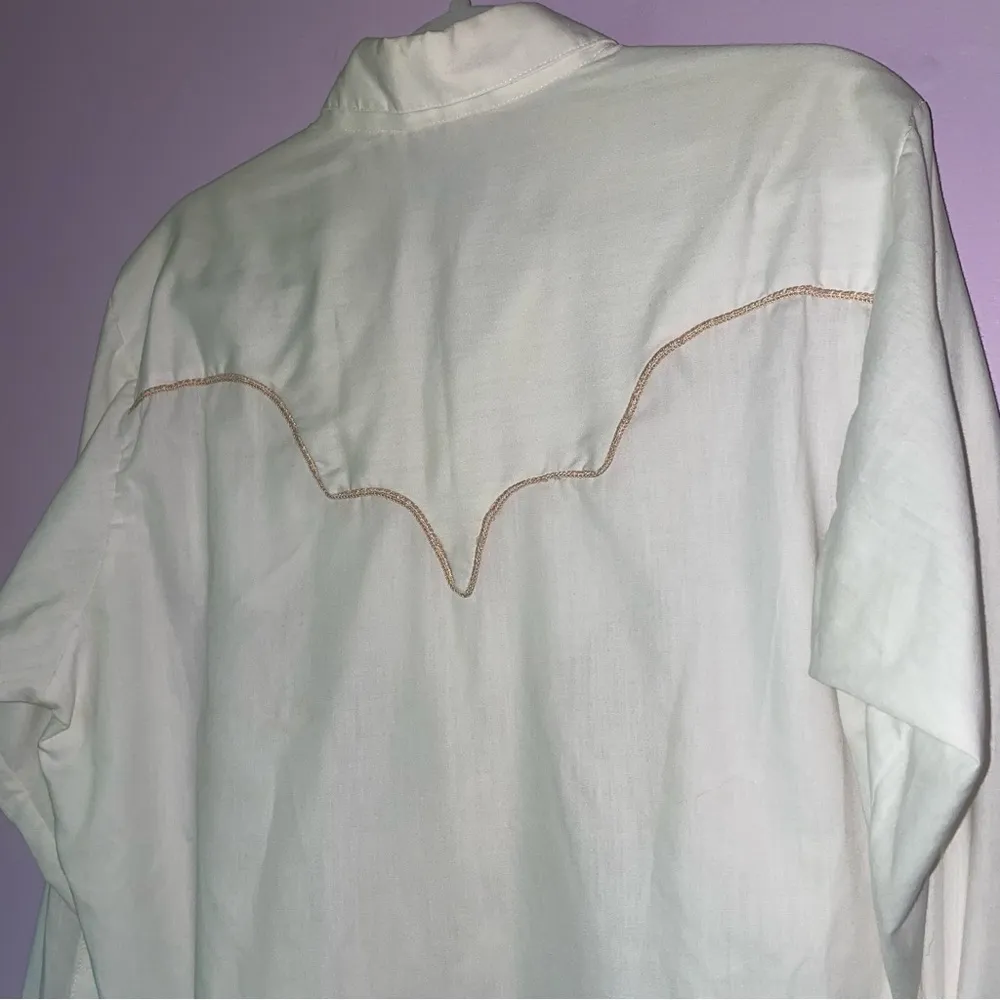 Rockmount Ranch Wear Size XL Western Button Up Top Pastel Floral Embroidered White - Image 8