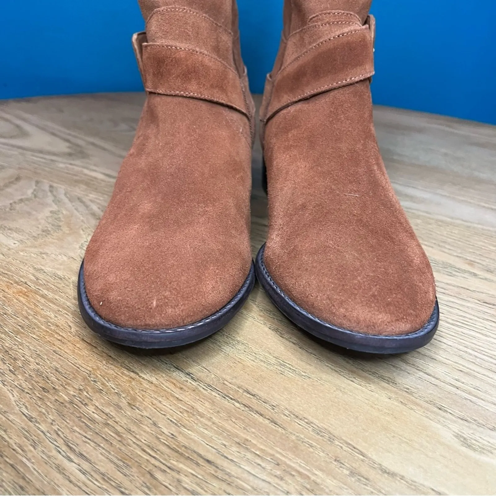 Talbots Tish Foldover Fur Lined Suede Ankle Boots Brown Women’s 8.5 - Image 5