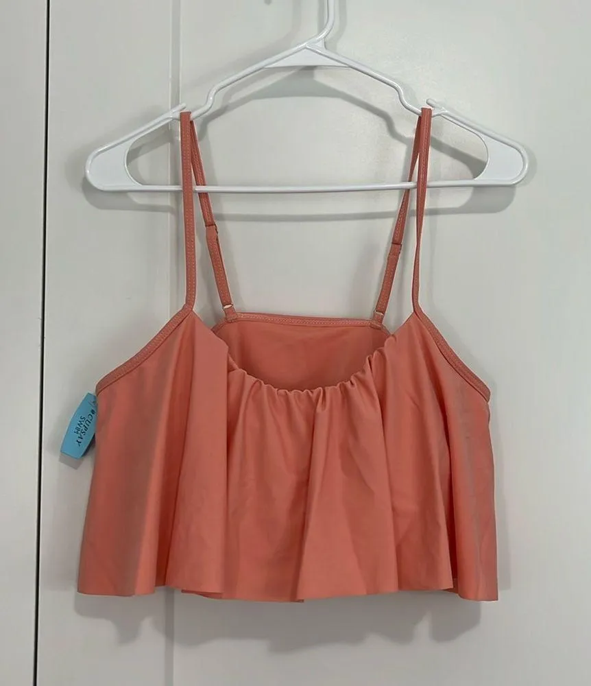 New Cupsay Medium Coral Ruffle Adjustable Bikini Top - Image 2