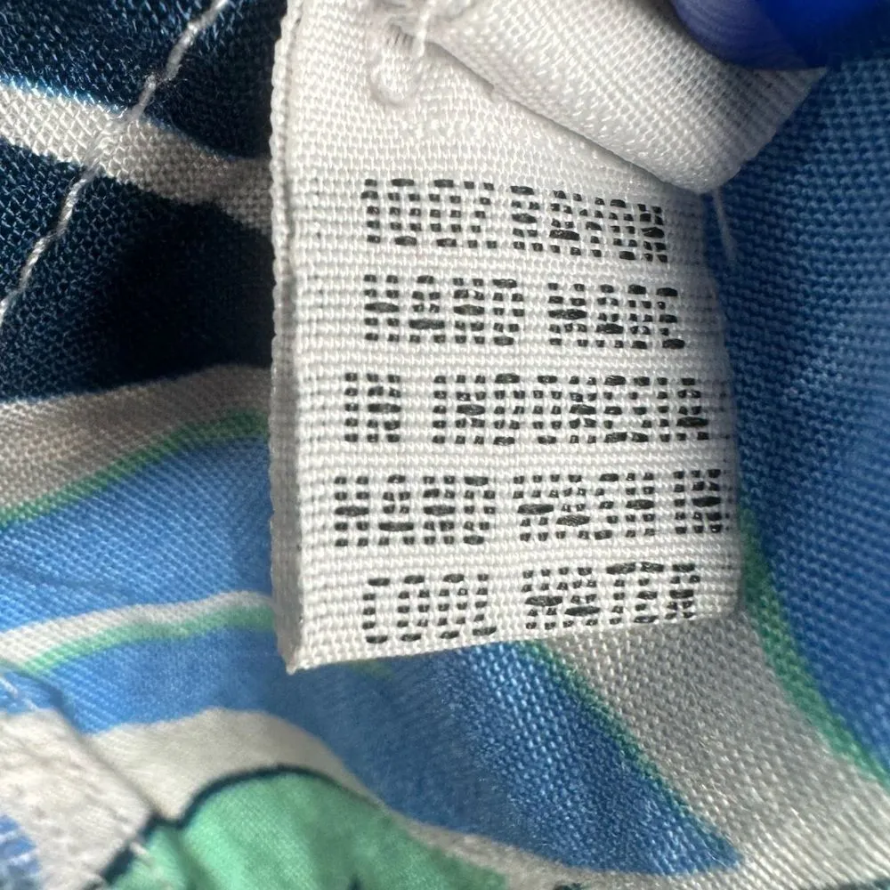 Blue and green leaf print lace up corset back dress with pockets size small - Image 6