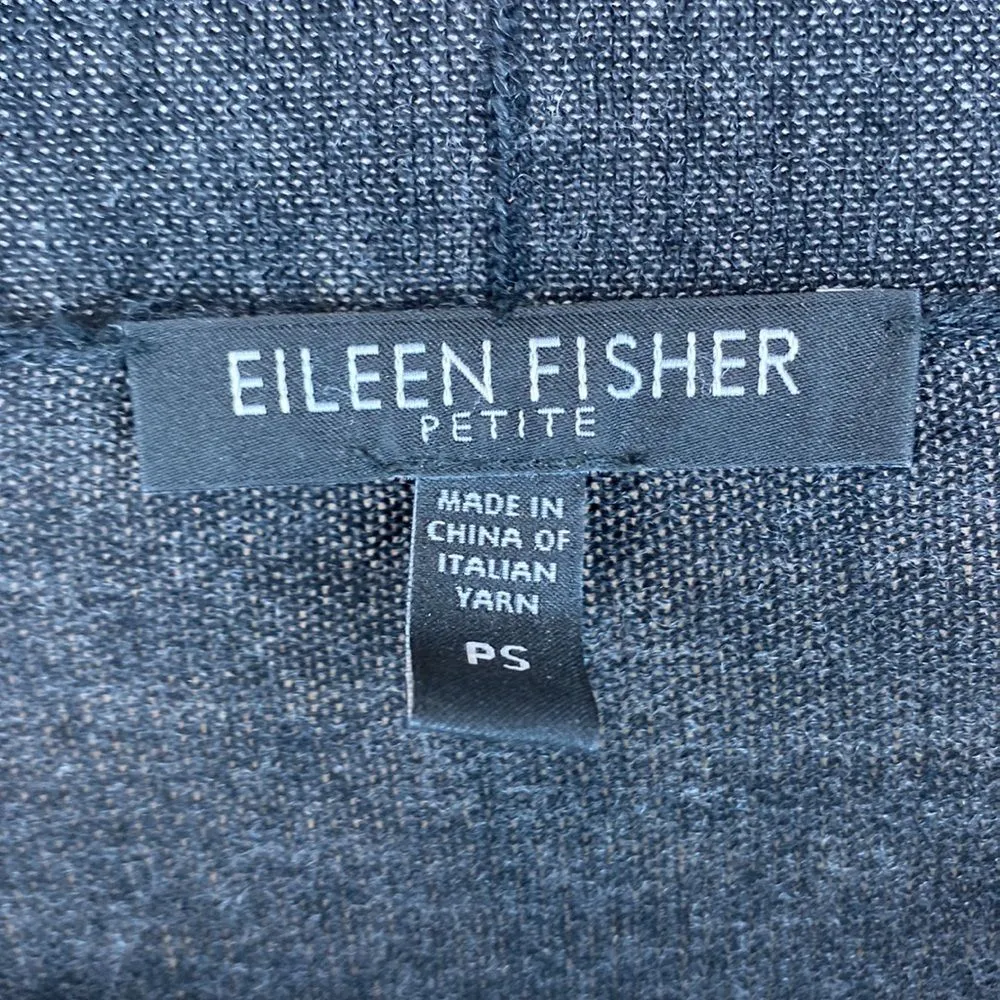 Eileen Fisher 100% Wool Gray Sequins Trim Open Front Cardigan Sweater PS - Image 5