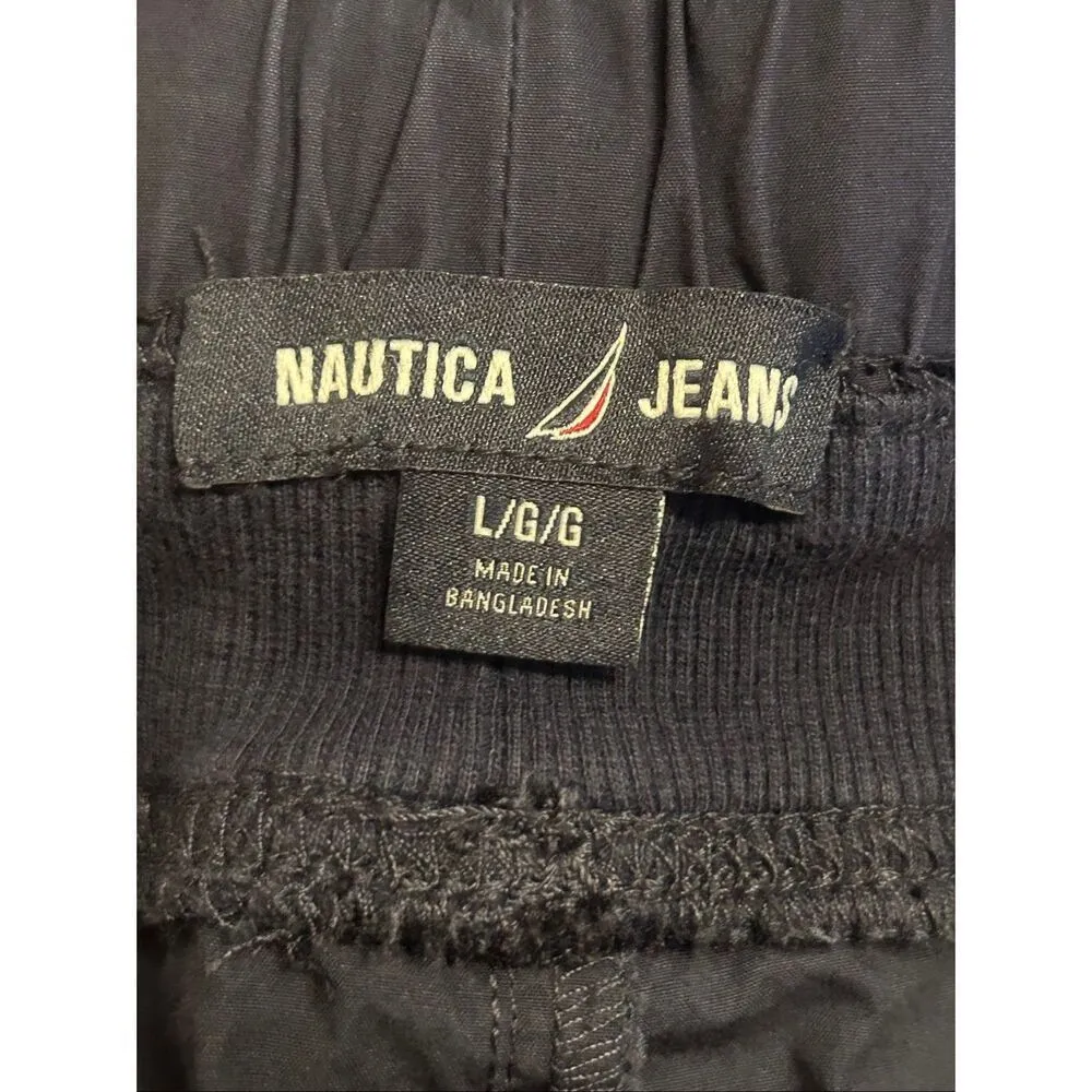 Nautica Jeans Navy 100% Cotton Elastic Waist Cropped Pants Size Large (5495) - Image 5
