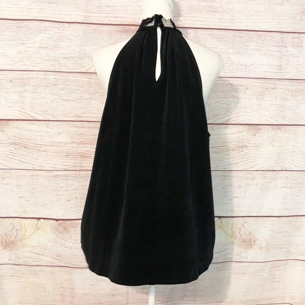 AG Adriano Goldschmied Black Lydia Mock Lace High Neck Top Size L - Image 4