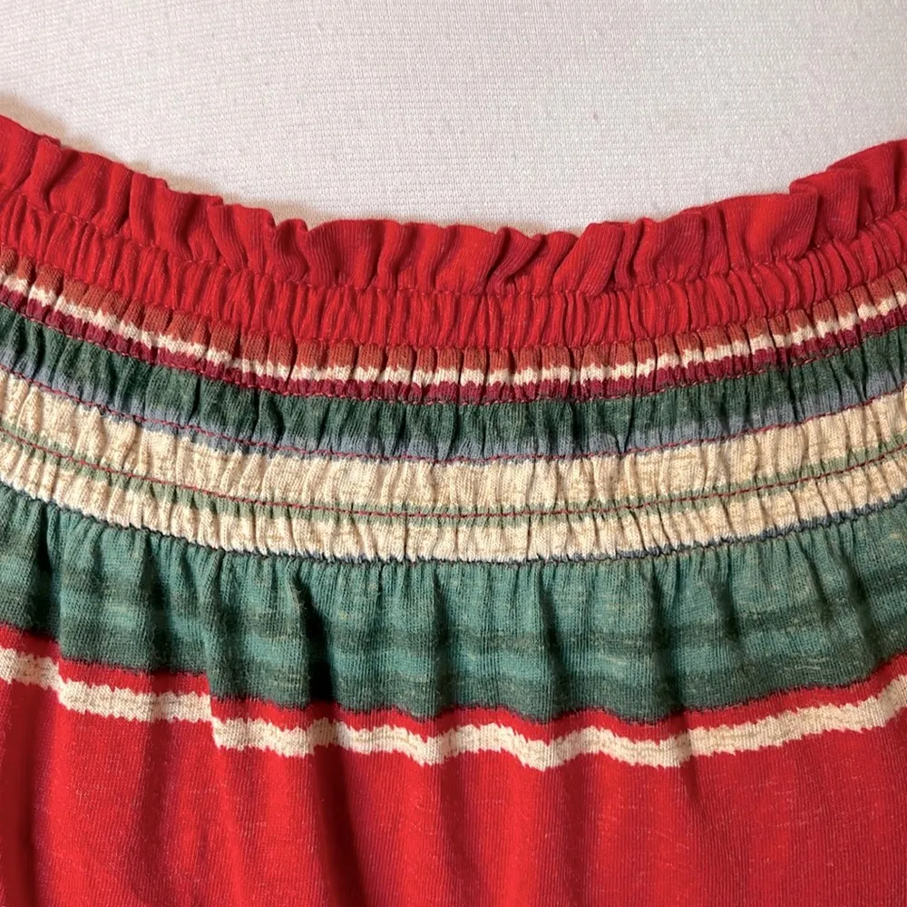 Chaps Top Cotton Shirt Womens Medium Red Green Beige Earthy Flowy - Image 3
