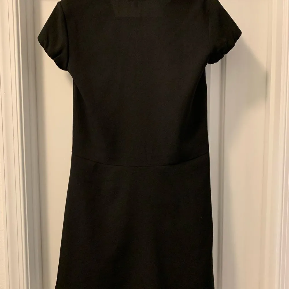 Emporio Armani Vestito Crepe Frills Basic Black Mini Dress Size 38 - Image 4