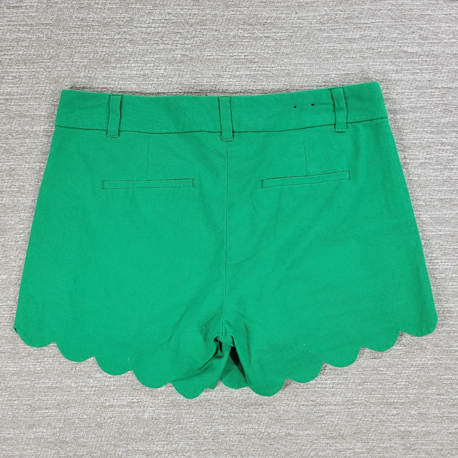 J Crew Scalloped Shorts Womens Size 2 Kelly Green Linen Blend Casual Summer - Image 9