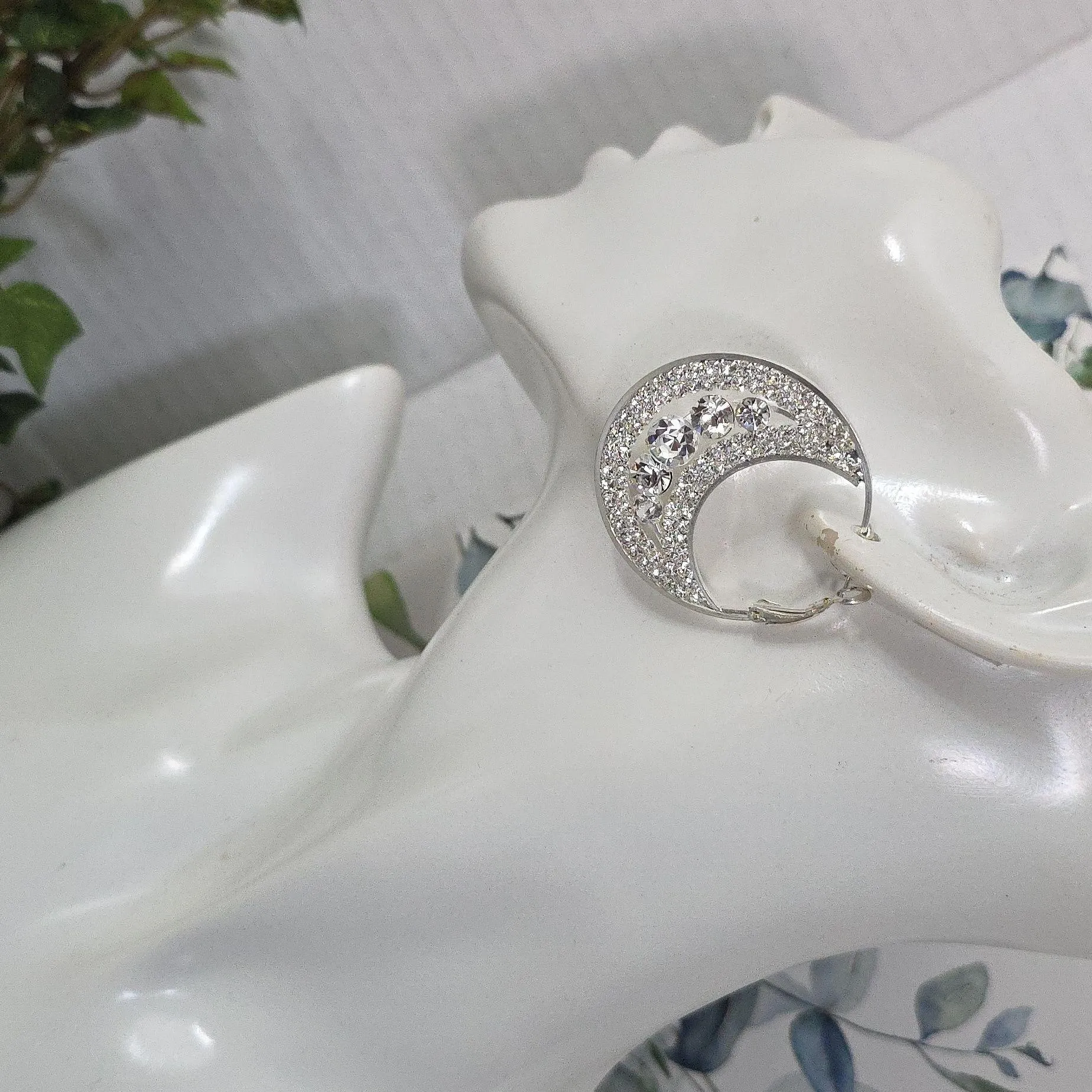 Statement Silver Pave Hoop Earrings - Image 7