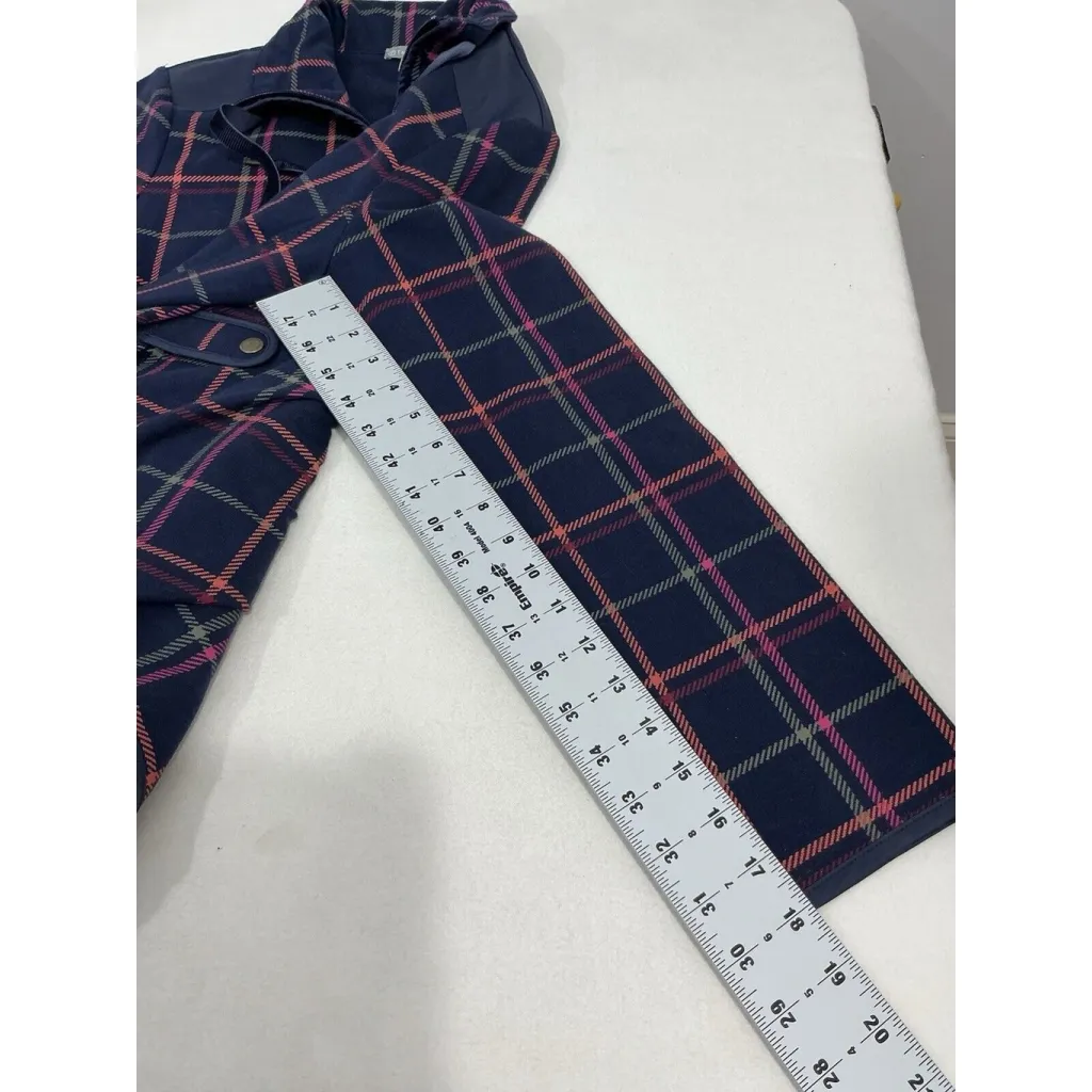 Womans T By Talbots Blue Plaid Small Stretch Zip Up Ligh Weight Jacket - Image 7