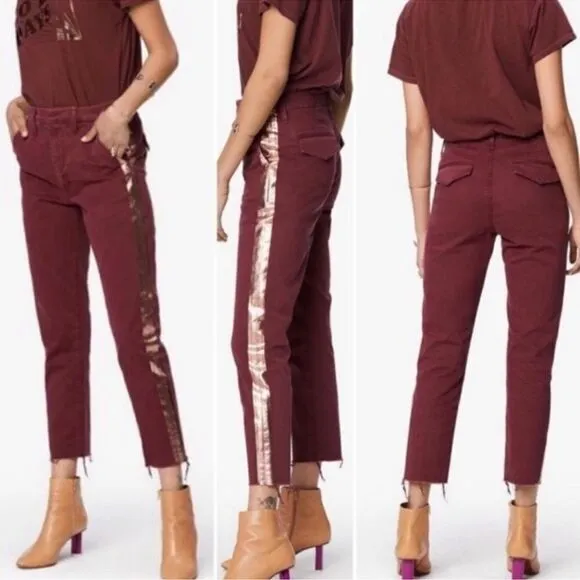 Mother The Shaker Prep Fray Pants in Dahlia Rose Gold Size 31 Red - Image 2