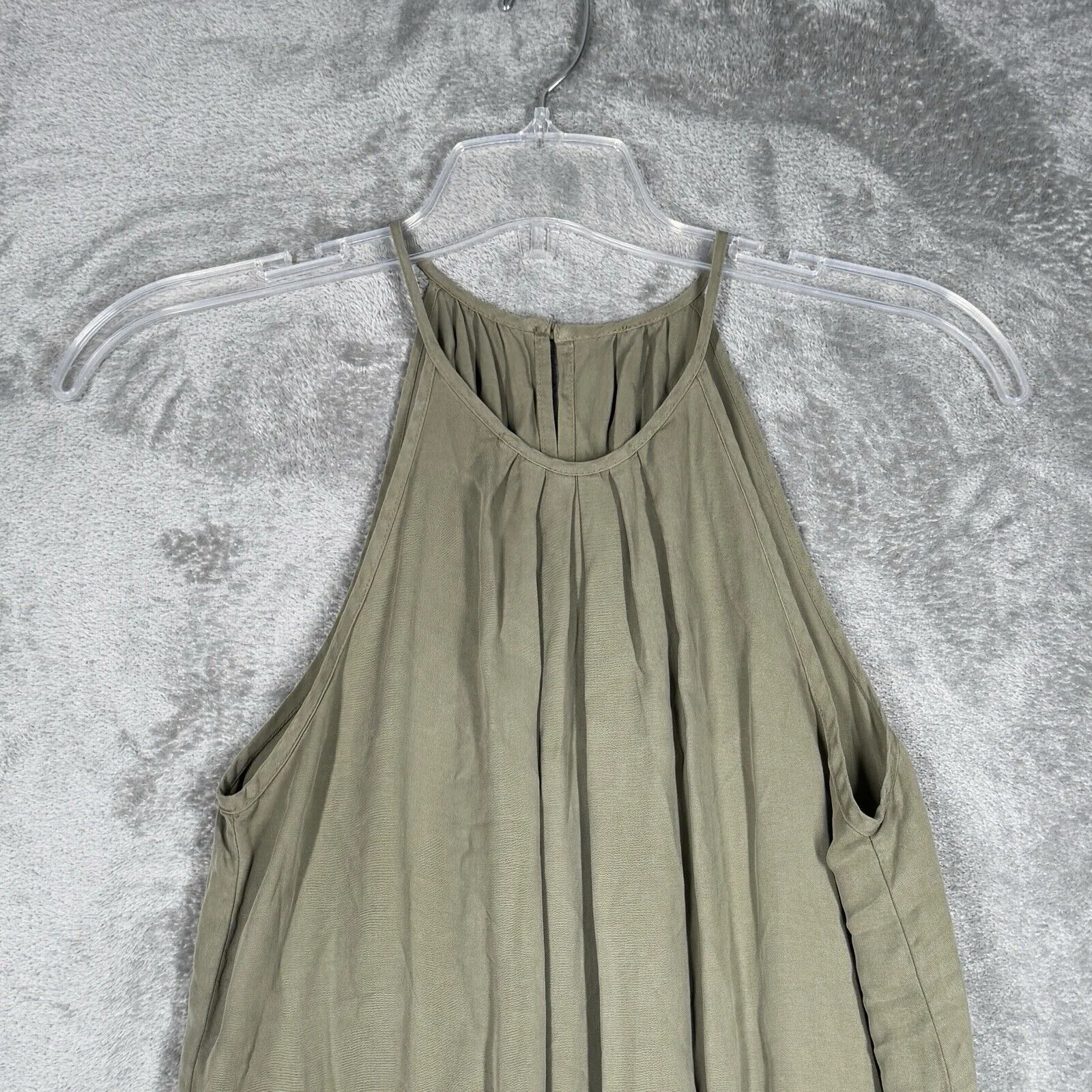 Belle Dahl‎ Jumpsuit Womens Medium Green Pleated Wide Leg Jumper Bohemian Hippie - Image 3