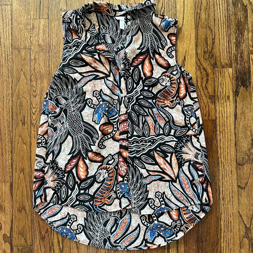 🦋 NWOT H&M Tribal Animal Print Fit and Flare Tunic Blouse 4 - Image 8