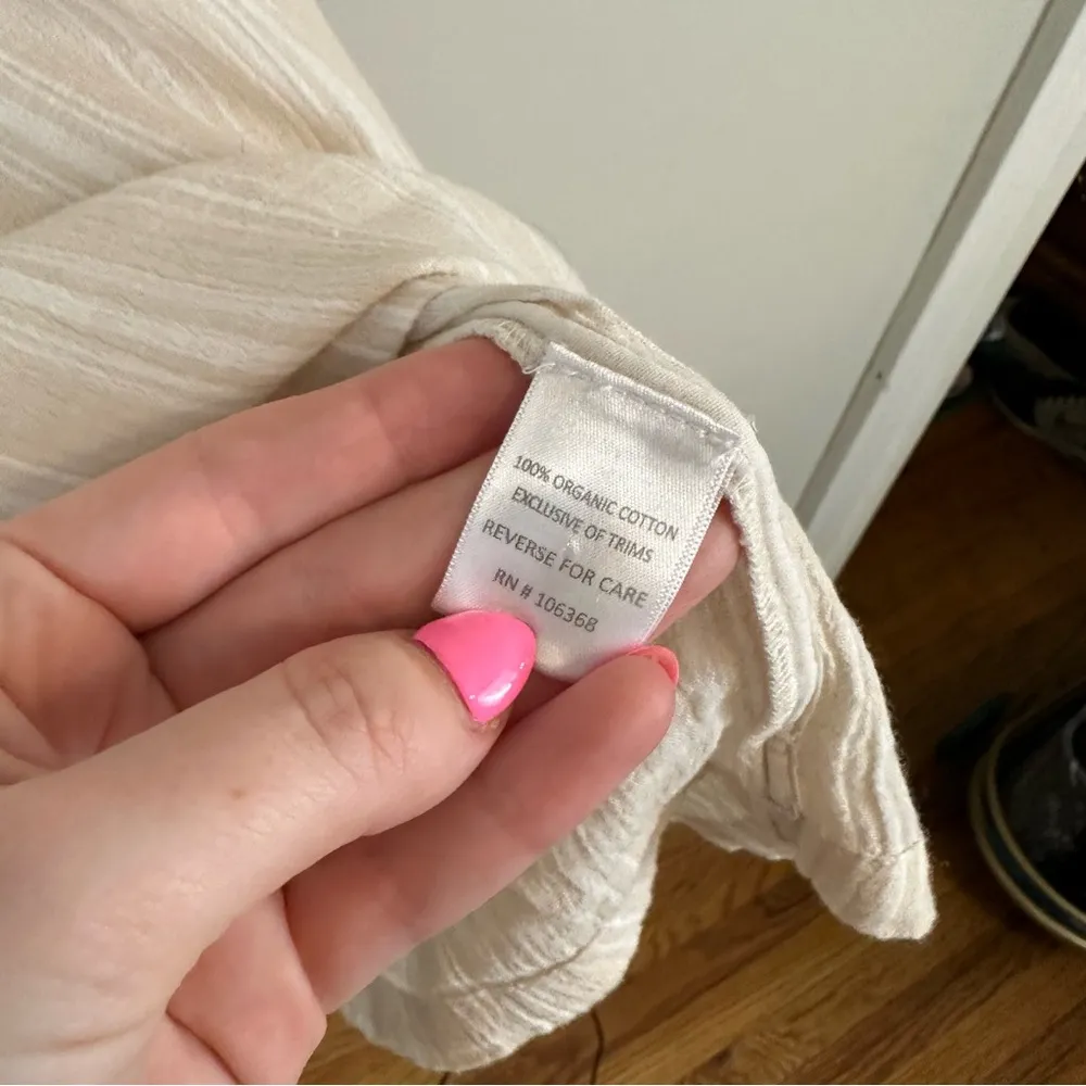 Garnet Hill | Tan Embroidered Gauze Popover Dress Size 6 - Image 6