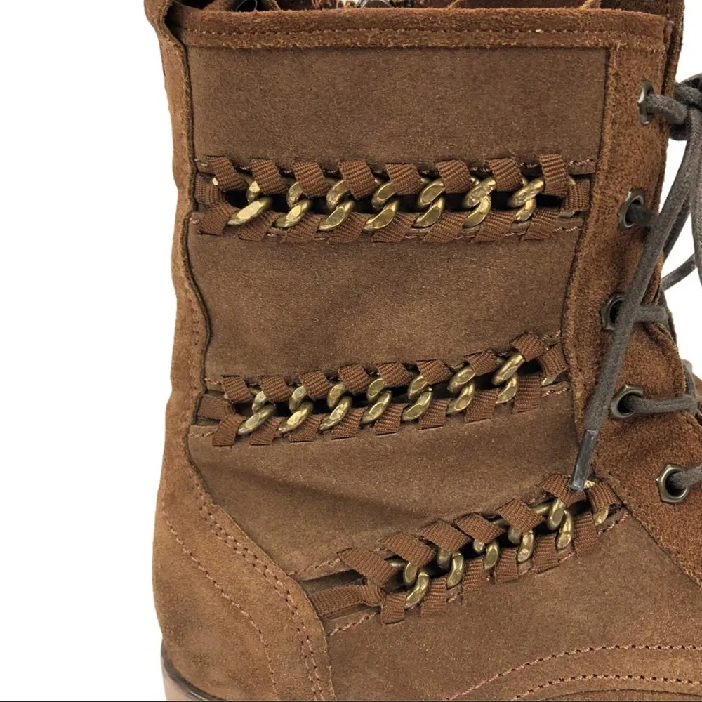 Lavorazione Artigianale Leather Ankle Combat Boots Brown Size 9 - Image 7