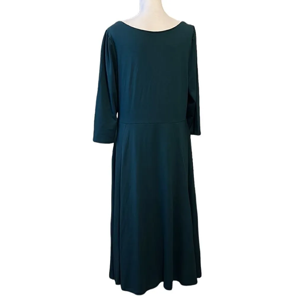 NWT ava & viv 3/4 sleeve dark teal dress w/ full flowy skirt super soft - Image 2