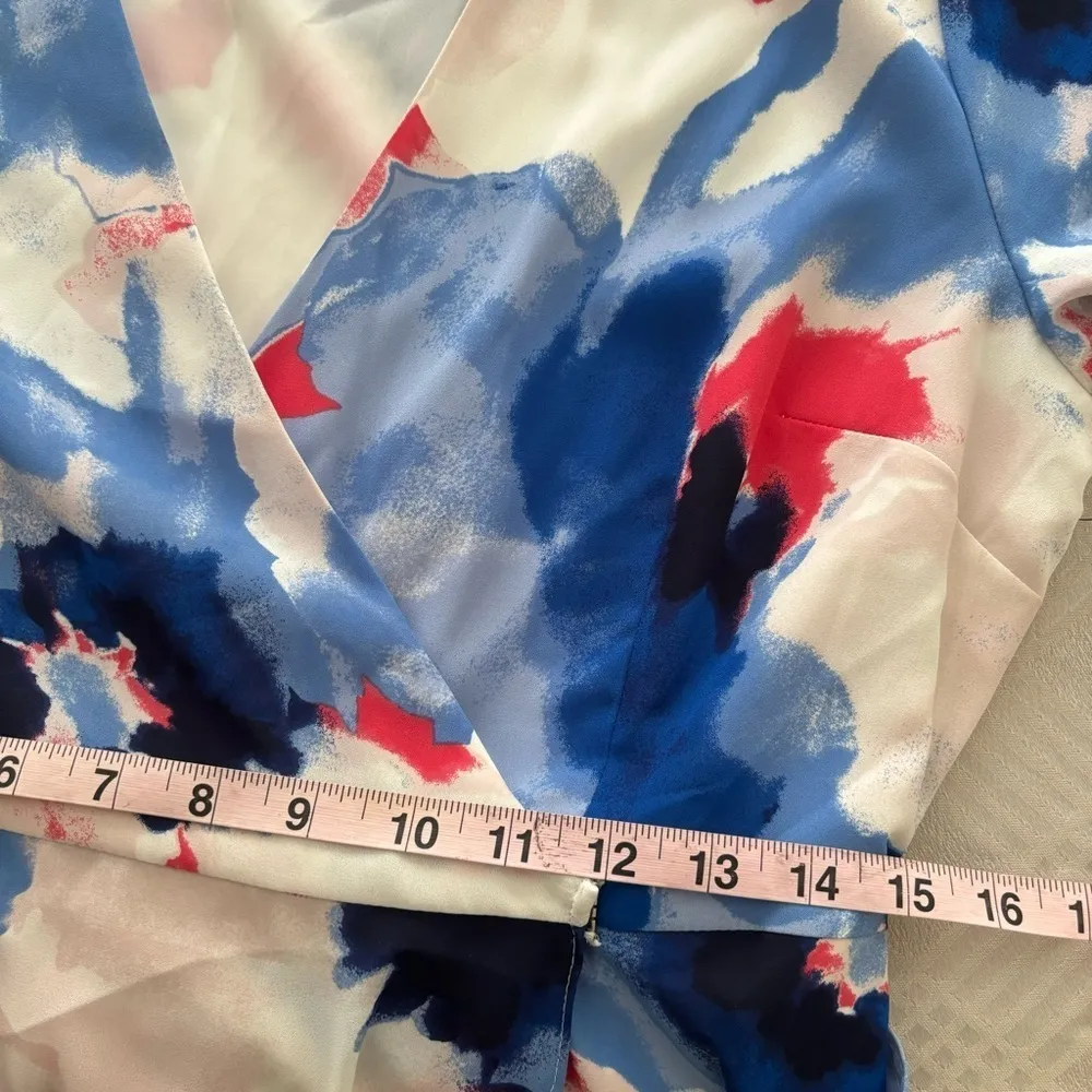 Alfani Women's Petite Printed Wrap Dress Blue Soft Blooms Size 10P NWT - Image 16