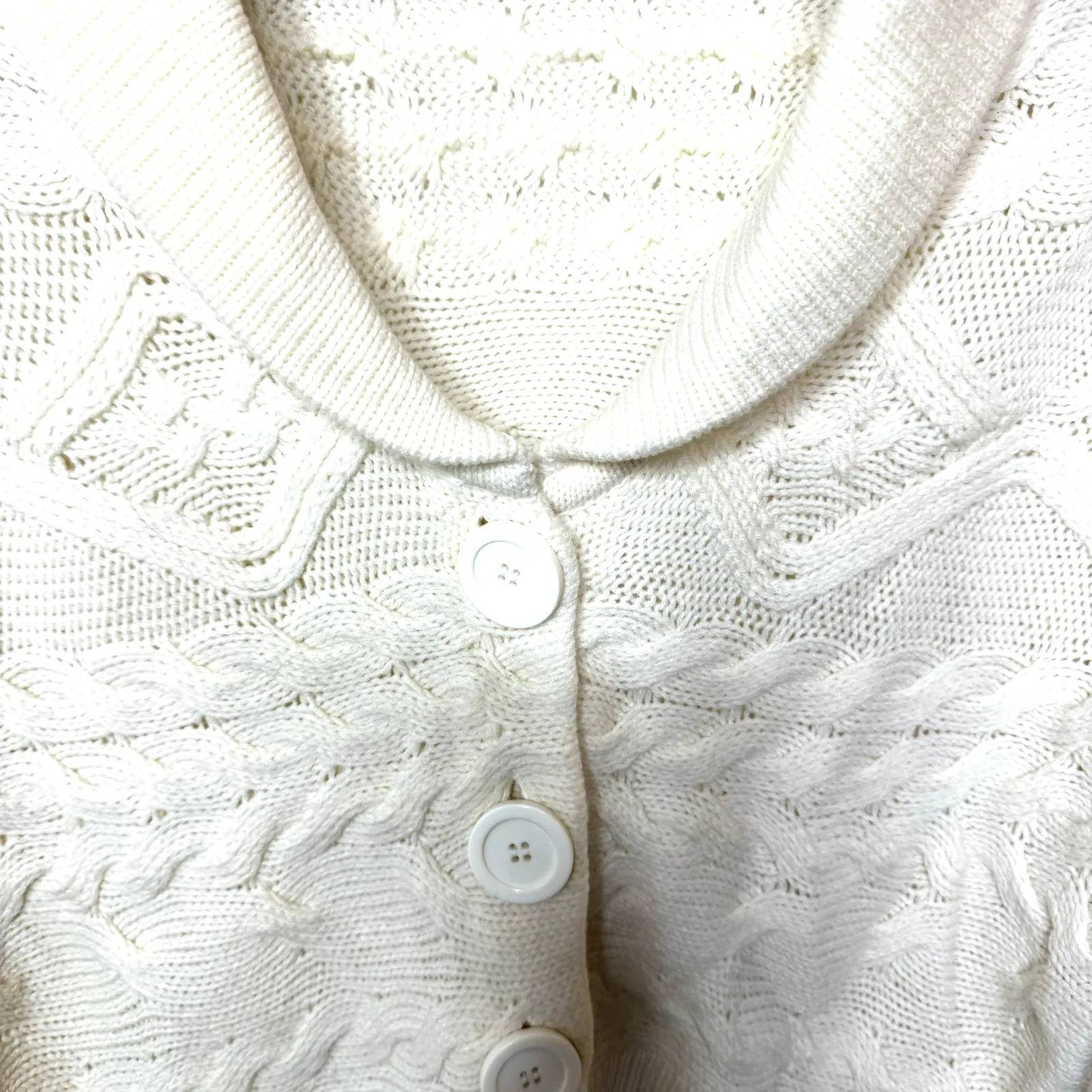 NEW Tapemeasure Cable Knit Wool Blend Cardigan Sweater Shawl Neckline Large - Image 4