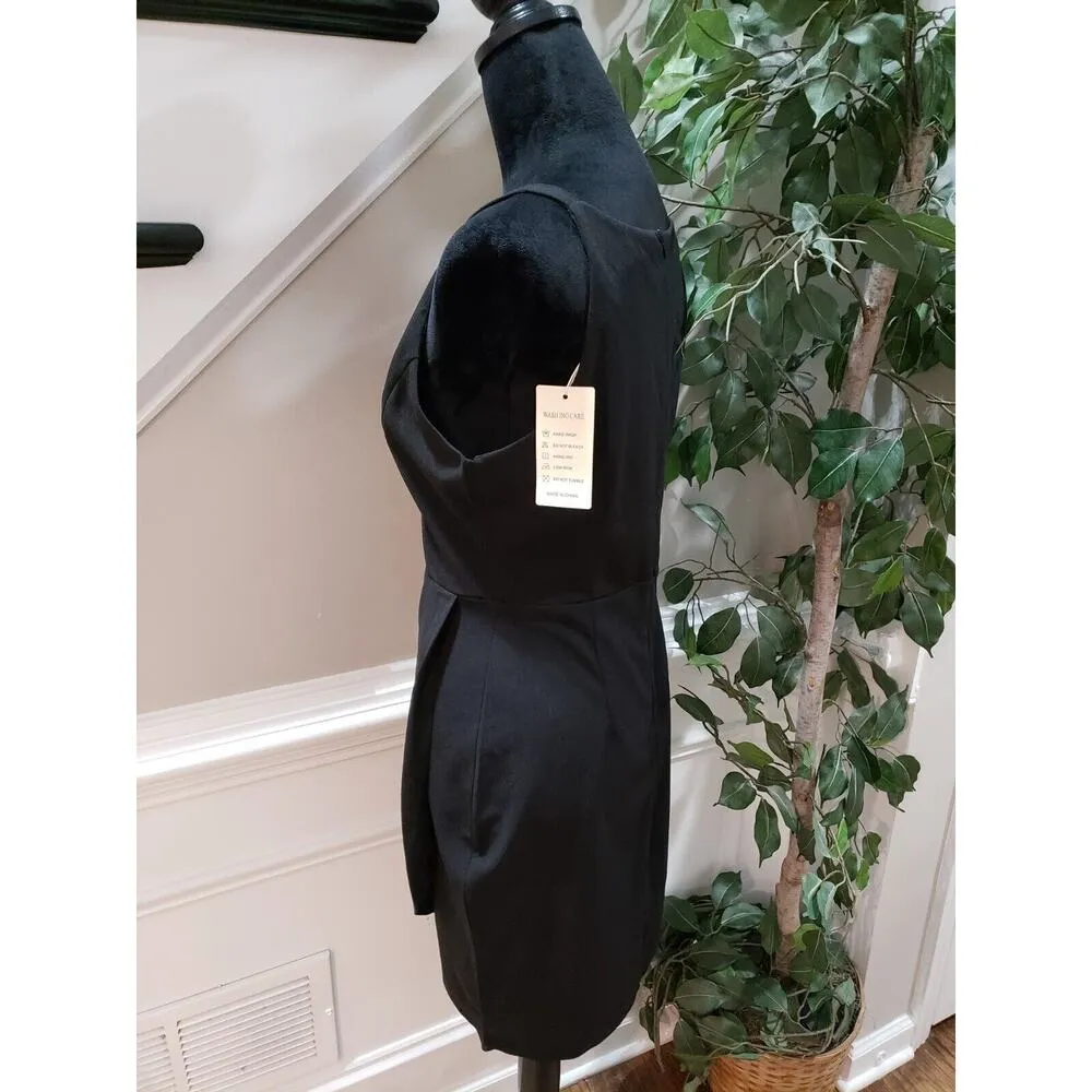 Manydress Womens Black Sphagetti Straps Plunge V Neck Bodycon Dress Size Medium - Image 7