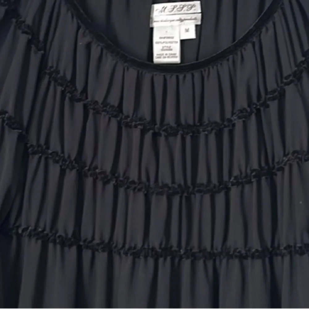 MSSP Max Studio Size M Black Shift Dress With Metallic and Velvet Floral Design - Image 4