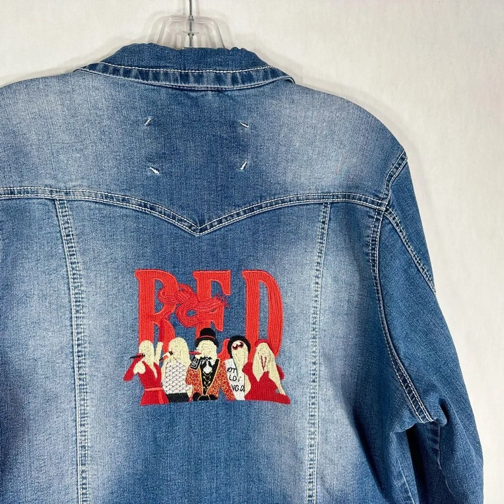 Taylor Swift Custom Jean Jacket Embroidered Red‎ Maurices Size 0 Eras Tour 1671 - Image 6