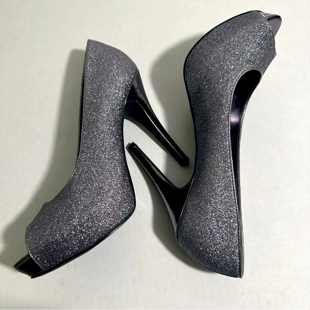 Worthington Open Toe Silver Bling‎ Glitter Pump Shoes 9 - Image 4