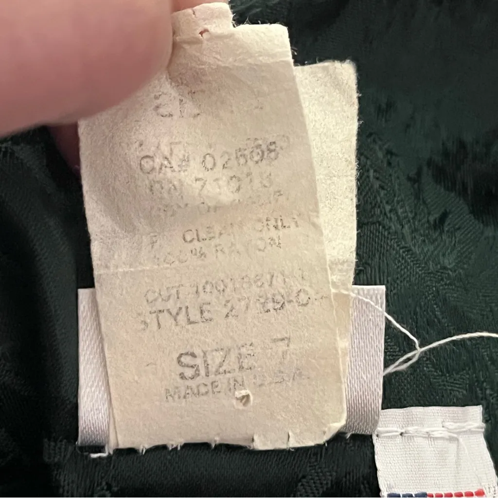 Vtg 90s Frederick’s of Hollywood Jacquard Midi Dress Lace Corset Forest Green 7 - Image 5