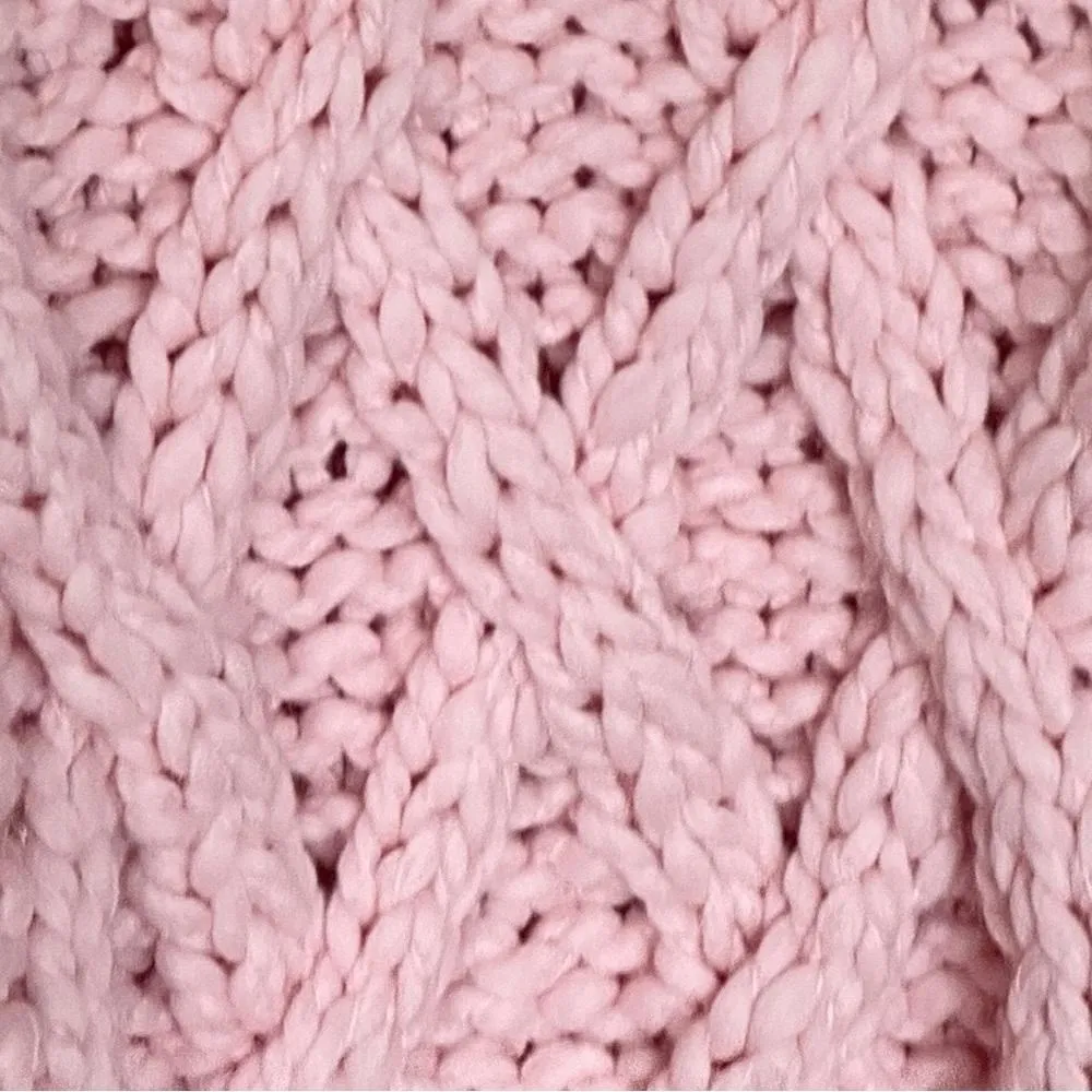 x Loopy Mango Cabin Fever Pink Cable Sweater Tunic OS Merino Wool - Image 6