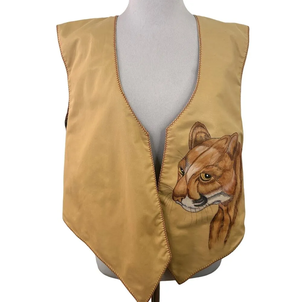 Chaco Canyon Hohokam Tucson AZ Native American Mountain Lion Reversible Vest - Image 6