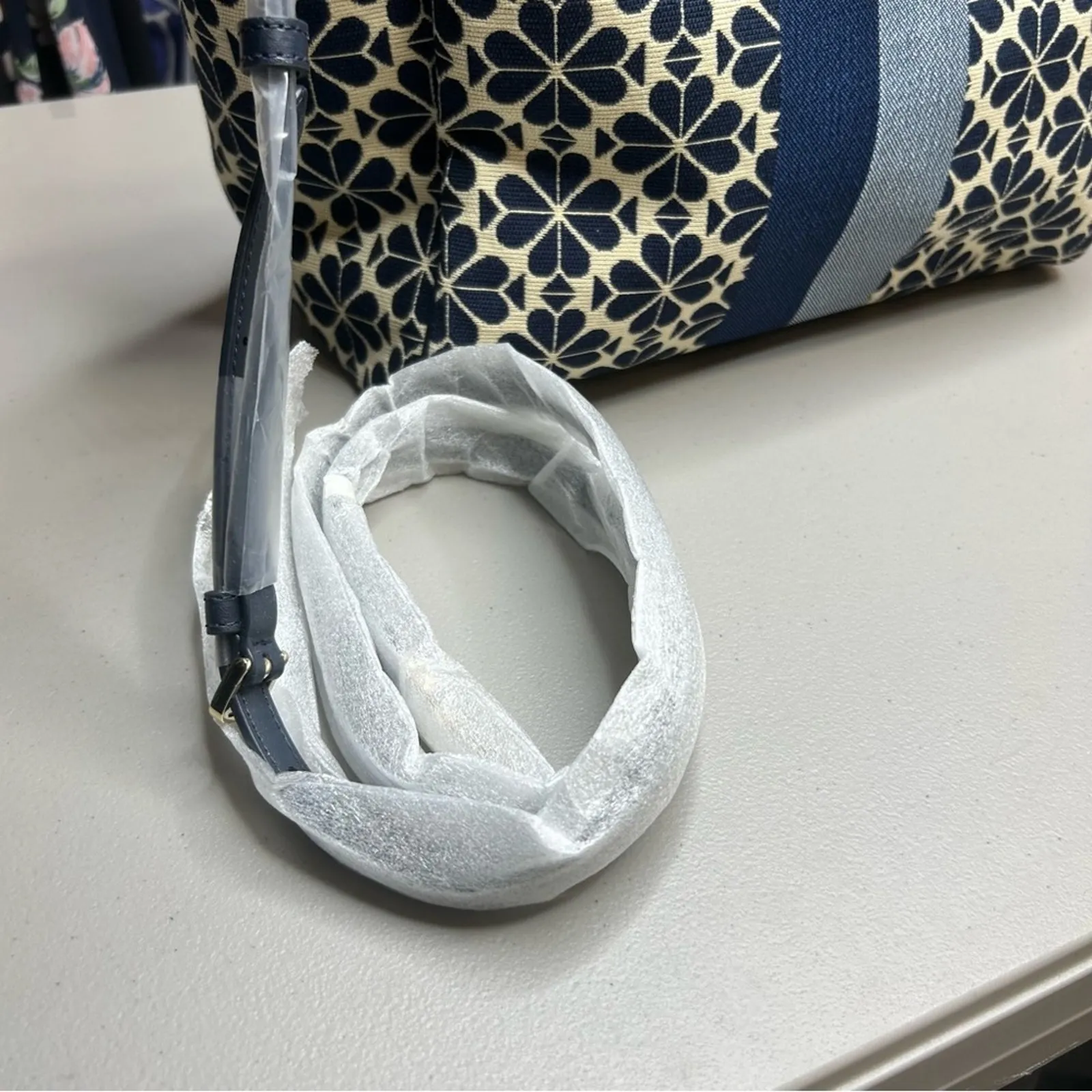 Kate Spade Floral Everything Tote Blue Medium Crossbody Strap & Top Handle NWT - Image 5