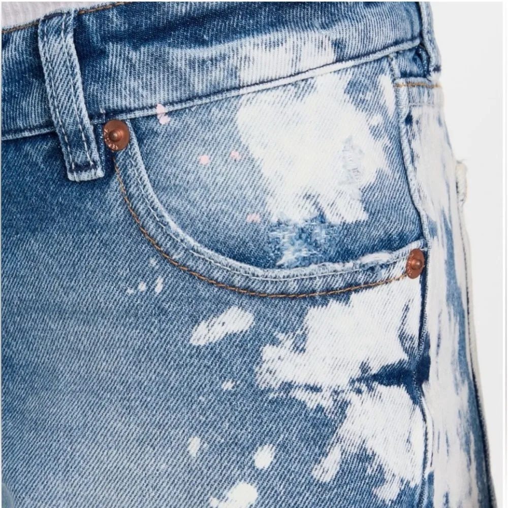 NWT SER.O.YA Lex Olympia Bleached‎ Raw Hem Jean Shorts Size 24 Retrofete Blue - Image 4