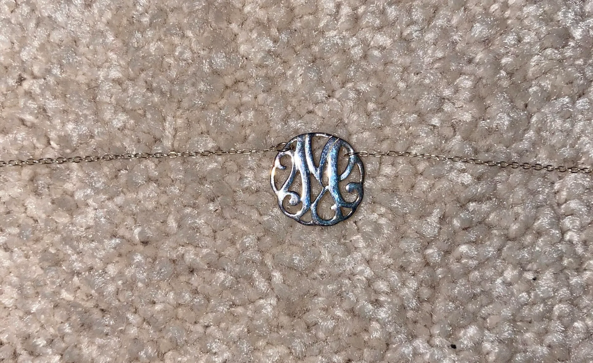 M Initial Necklace Silver - Image 2