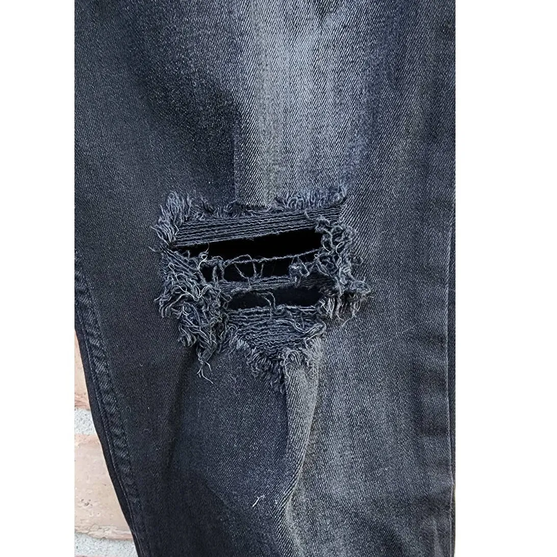 Free People Shark Bite Raw Hem Washed Black Skinny Jeans 27 - Image 8