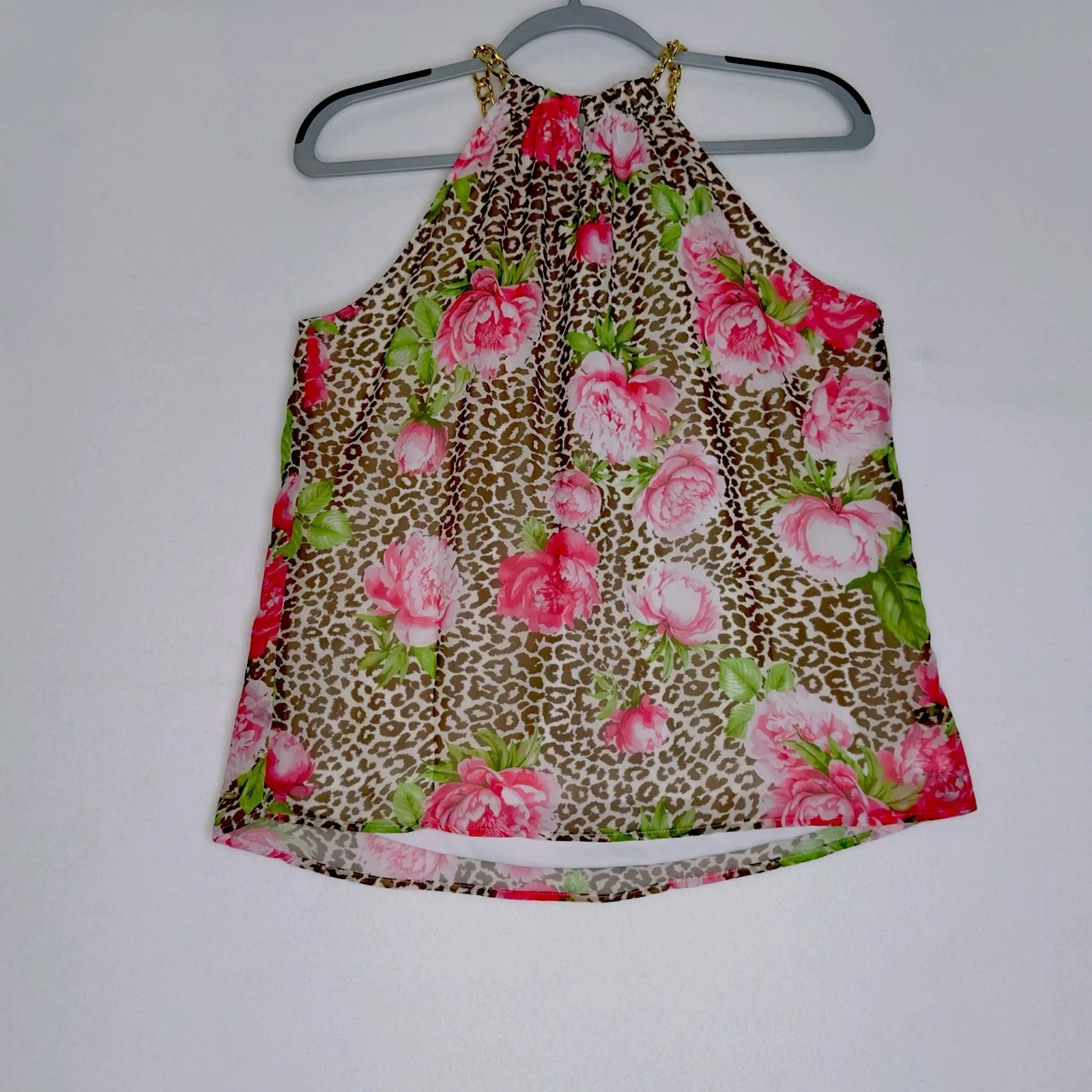 Guess Factory Leopard‎ Print Sleeveless Blouse Gold Chain Straps Size Small - Image 6